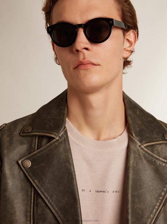 FDVPX795 Golden Goose hombres camiseta rosa pálido con letras en el centro