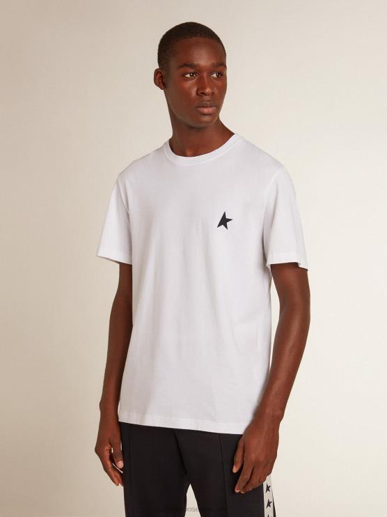 FDVPX796 Golden Goose hombres camiseta blanca con estrella azul oscuro en el frente