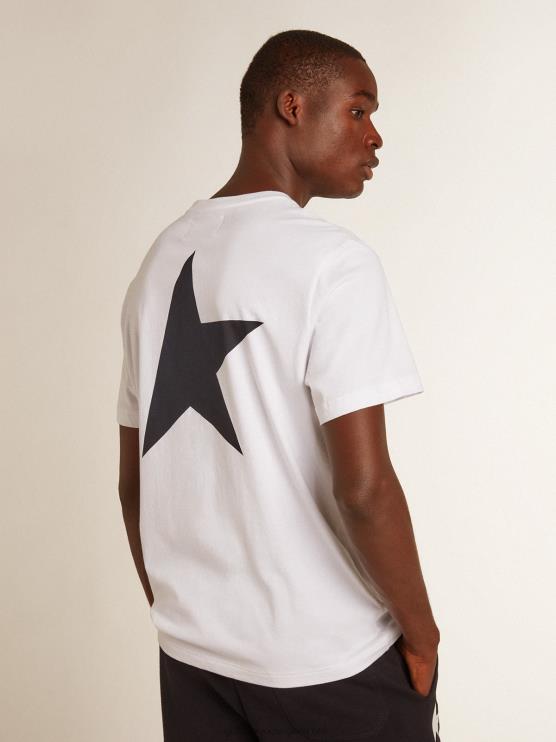 FDVPX797 Golden Goose hombres camiseta blanca con estrella azul oscuro en la espalda