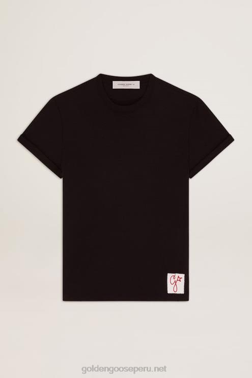 FDVPX824 Golden Goose hombres camiseta vintage desgastada de collection en negro