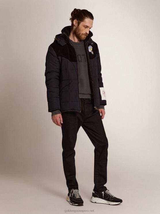 FDVPX694 Golden Goose hombres sudadera de la colección con logo en gris antracita con tratamiento envejecido