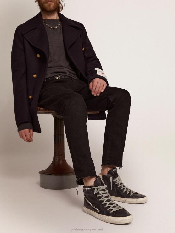 FDVPX718 Golden Goose hombres jersey de cuello redondo de lana melange gris oscuro