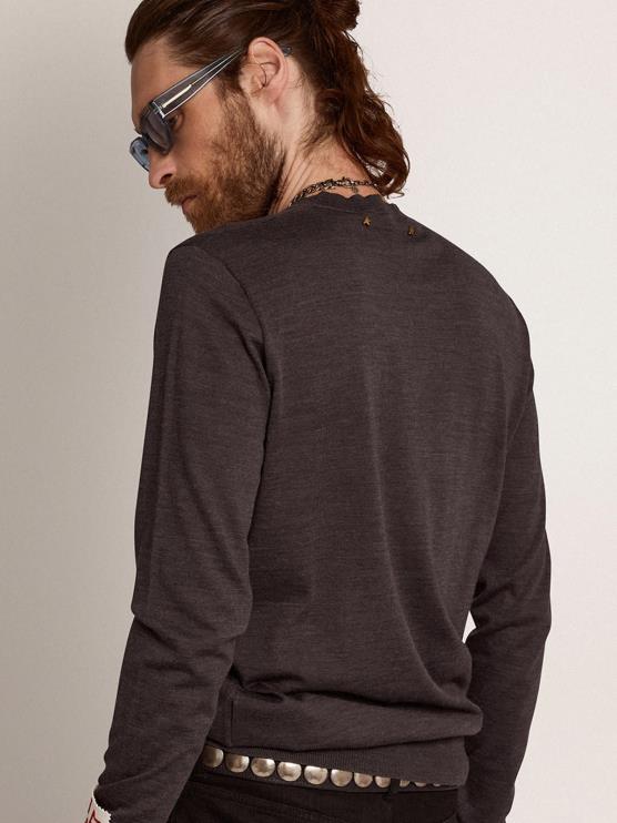 FDVPX718 Golden Goose hombres jersey de cuello redondo de lana melange gris oscuro