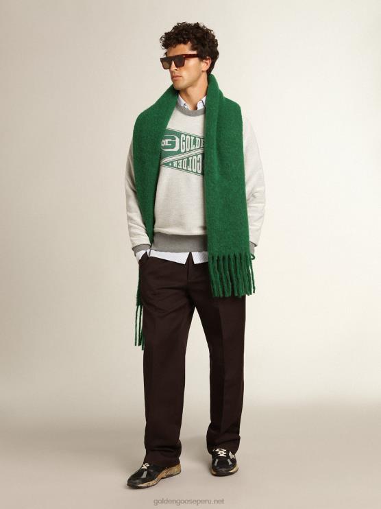FDVPX753hombres sudadera de la colección gris melange con estampado verde dorado