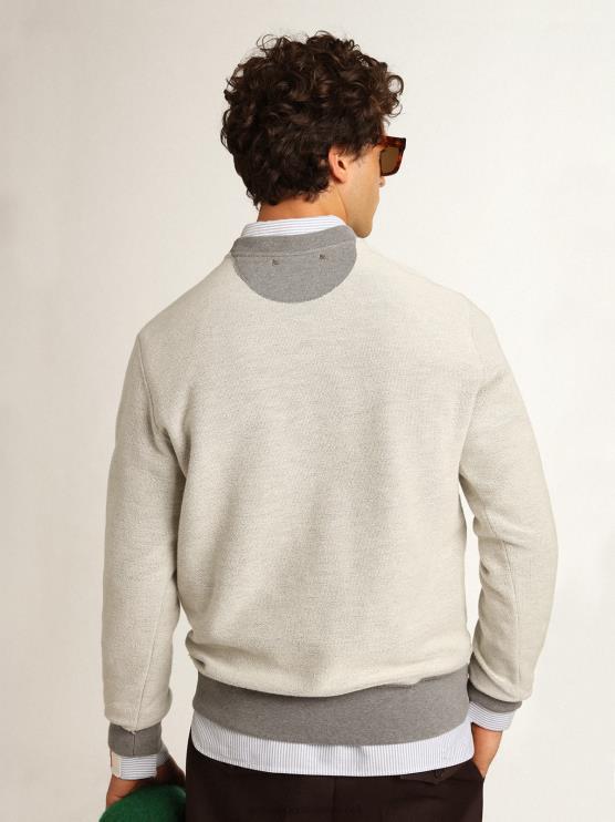 FDVPX753hombres sudadera de la colección gris melange con estampado verde dorado