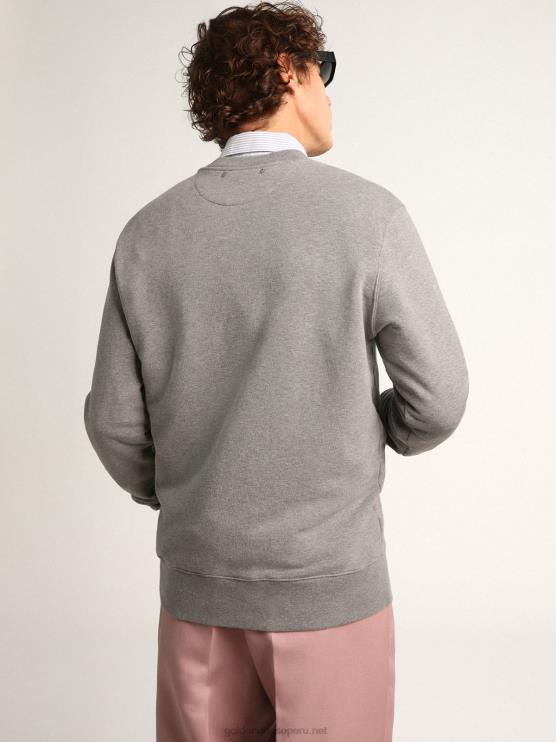 FDVPX767hombres sudadera gris de la colección journey con letras en contraste dorado turquesa