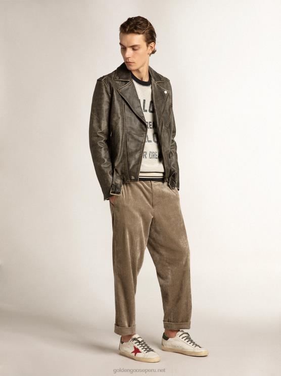 FDVPX785 Golden Goose hombres sudadera gris con cuello redondo y letras