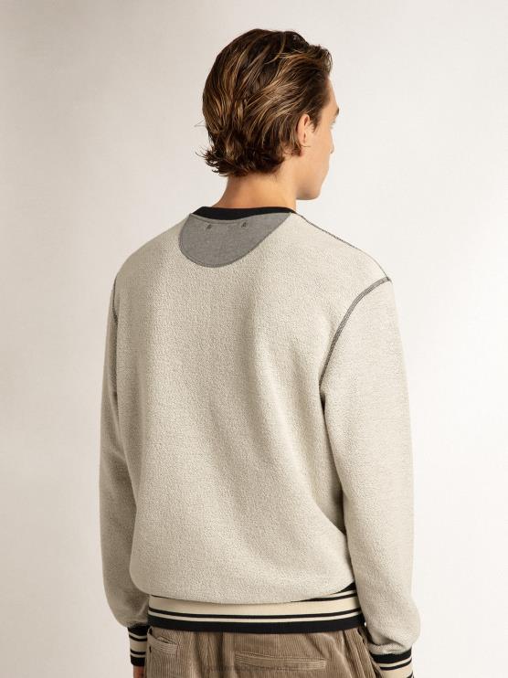 FDVPX785 Golden Goose hombres sudadera gris con cuello redondo y letras