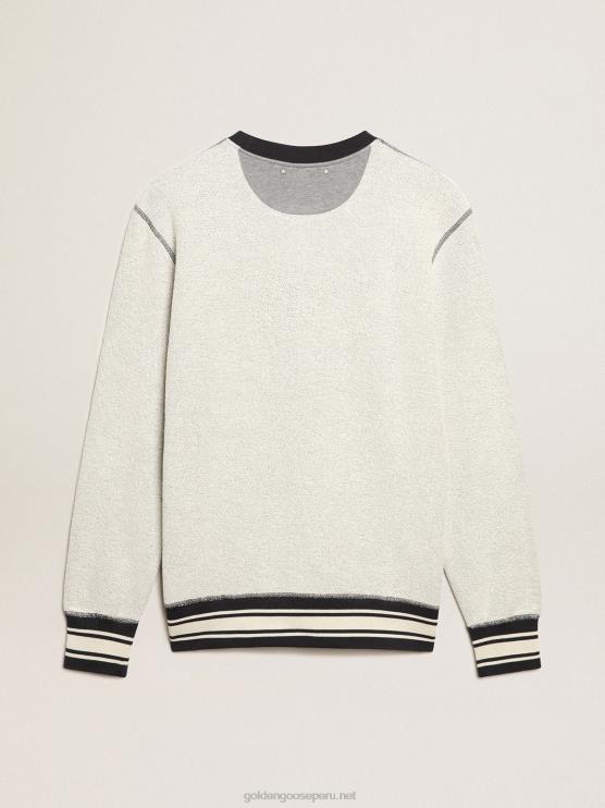 FDVPX785 Golden Goose hombres sudadera gris con cuello redondo y letras