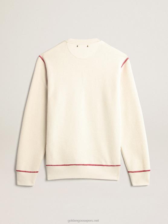 FDVPX786 Golden Goose hombres sudadera heritage blanca con logo cny