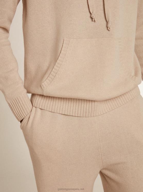 FDVPX816 Golden Goose hombres sudadera de mezcla de cachemira blanca con capucha