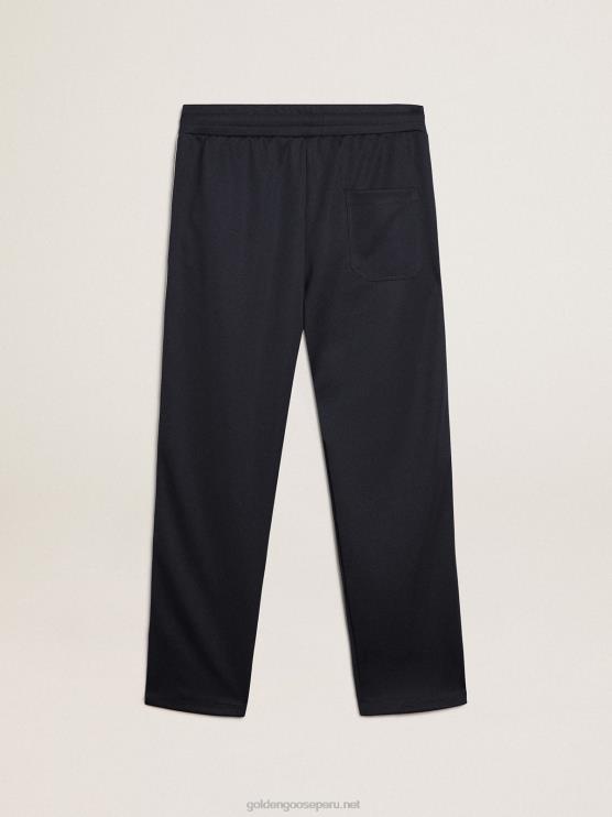 FDVPX701 Golden Goose hombres Joggers azul oscuro con tira a contraste y estrellas