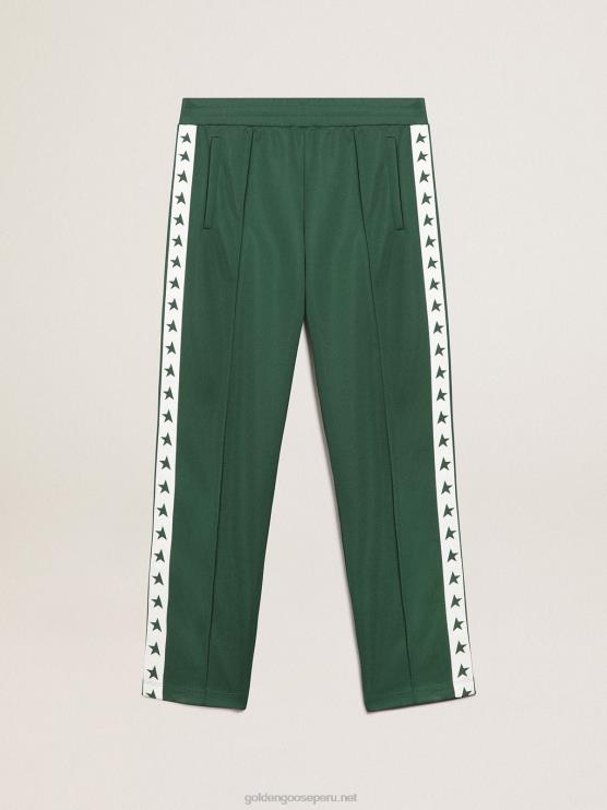 FDVPX710 Golden Goose hombres joggers verdes con estrellas a los lados