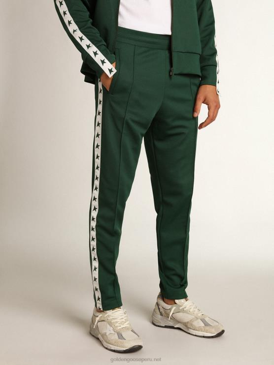 FDVPX710 Golden Goose hombres joggers verdes con estrellas a los lados