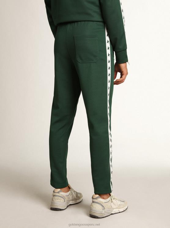 FDVPX710 Golden Goose hombres joggers verdes con estrellas a los lados