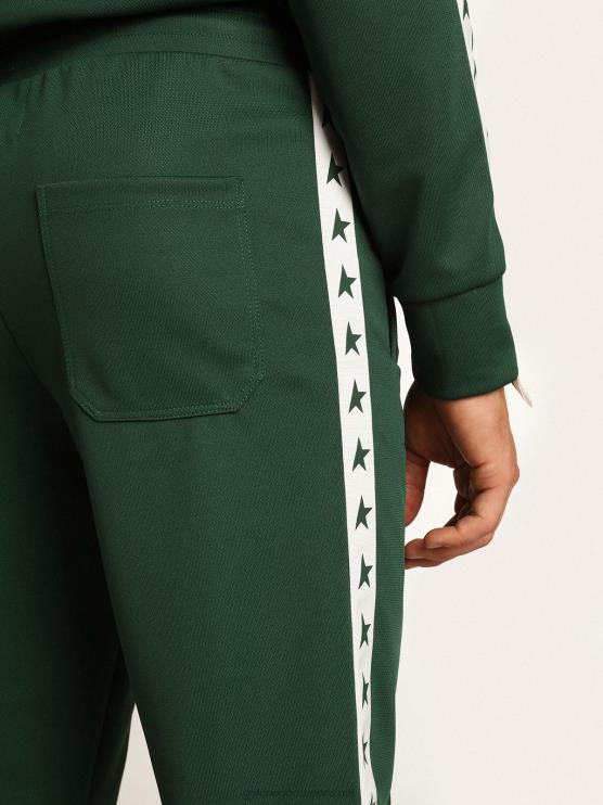 FDVPX710 Golden Goose hombres joggers verdes con estrellas a los lados