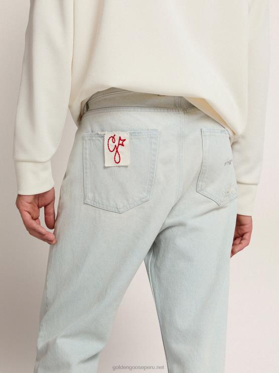 FDVPX716 Golden Goose hombres colección jeans blanqueados con tratamiento envejecido