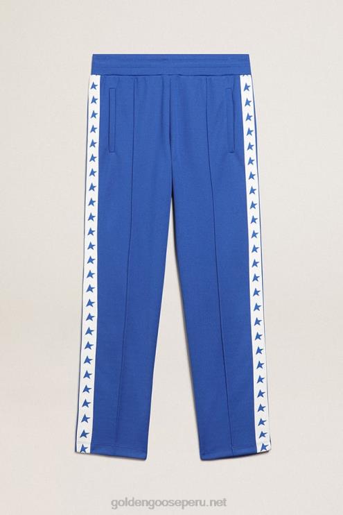 FDVPX737 Golden Goose hombres Joggers azul brillante con estrellas en los costados