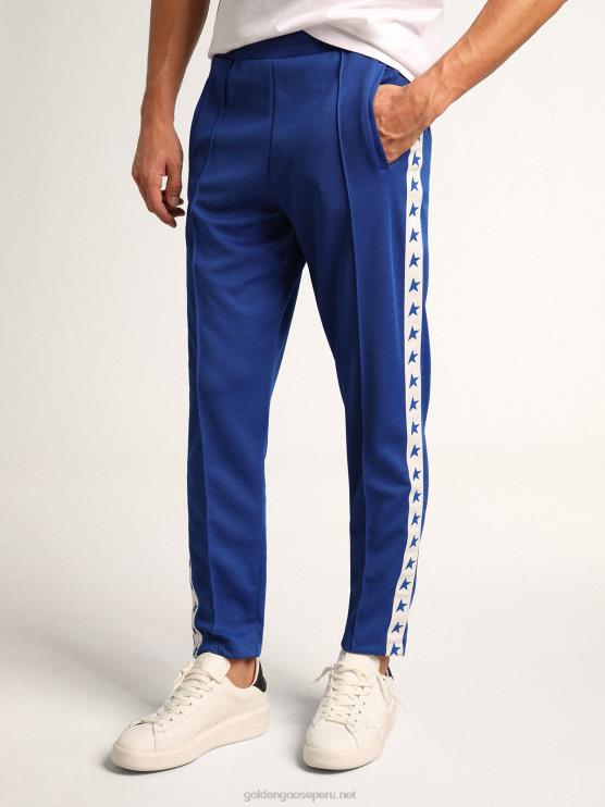 FDVPX737 Golden Goose hombres Joggers azul brillante con estrellas en los costados