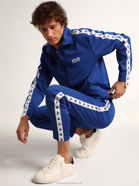 FDVPX737 Golden Goose hombres Joggers azul brillante con estrellas en los costados