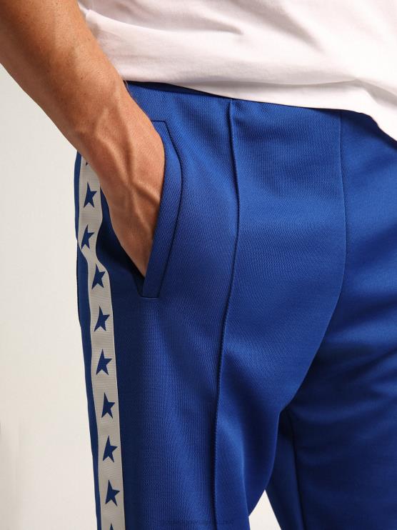 FDVPX737 Golden Goose hombres Joggers azul brillante con estrellas en los costados
