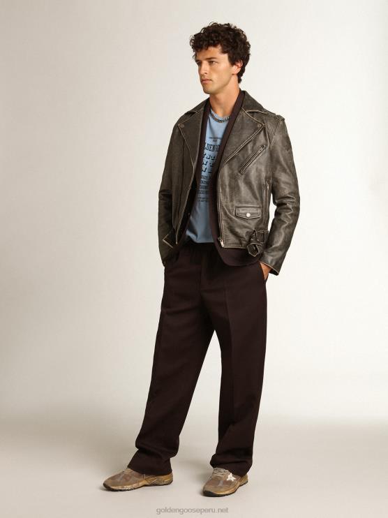 FDVPX746 Golden Goose hombres Pantalón jogging de pernera ancha color regaliz colección journey