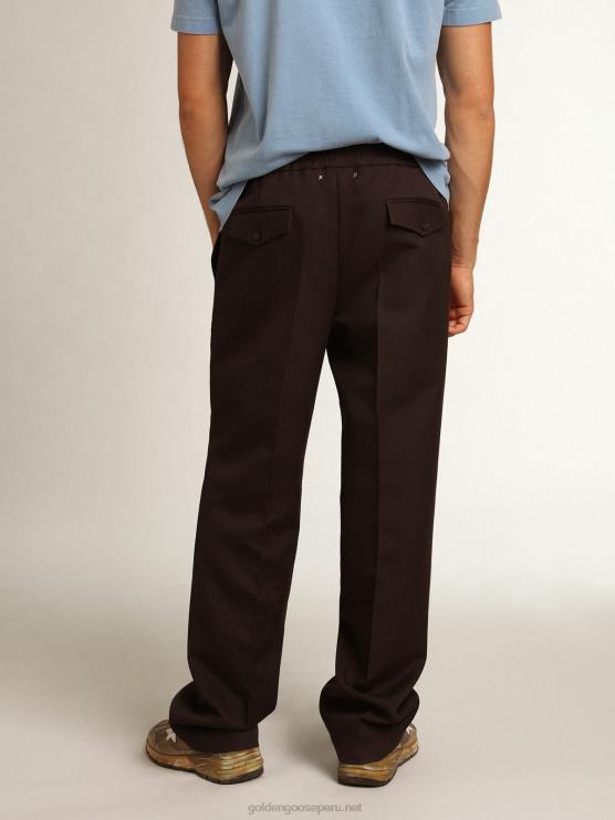 FDVPX746 Golden Goose hombres Pantalón jogging de pernera ancha color regaliz colección journey