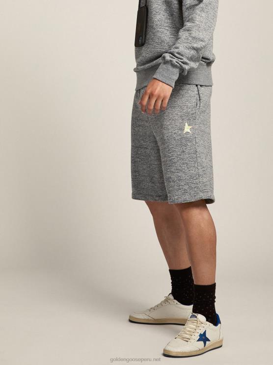 FDVPX748 Golden Goose hombres Bermudas gris melange con estrella dorada