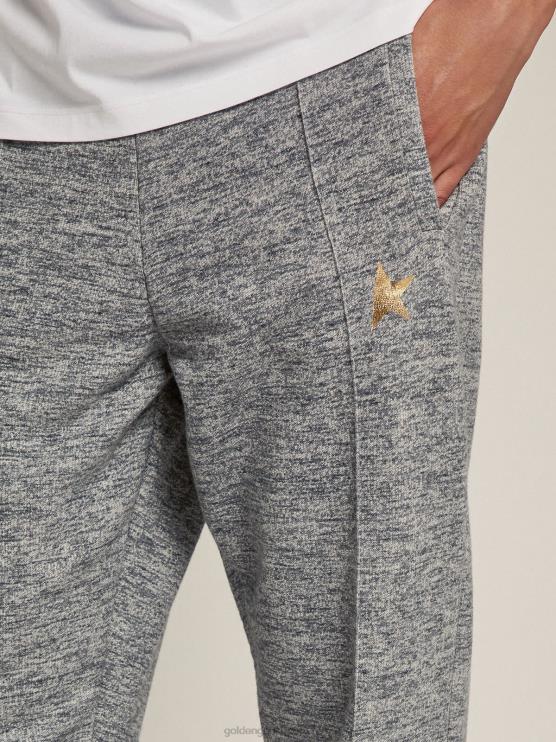 FDVPX778 Golden Goose hombres Joggers grises con estrella dorada delante