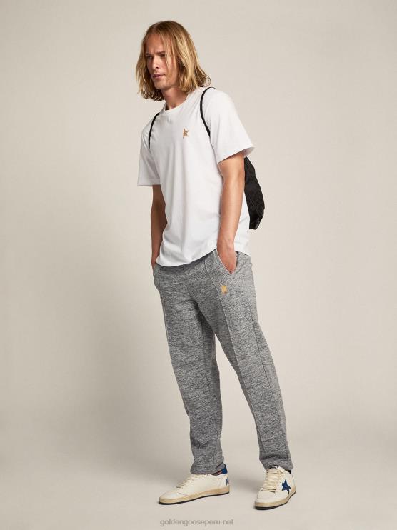 FDVPX778 Golden Goose hombres Joggers grises con estrella dorada delante