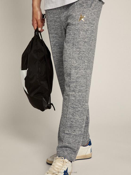 FDVPX778 Golden Goose hombres Joggers grises con estrella dorada delante