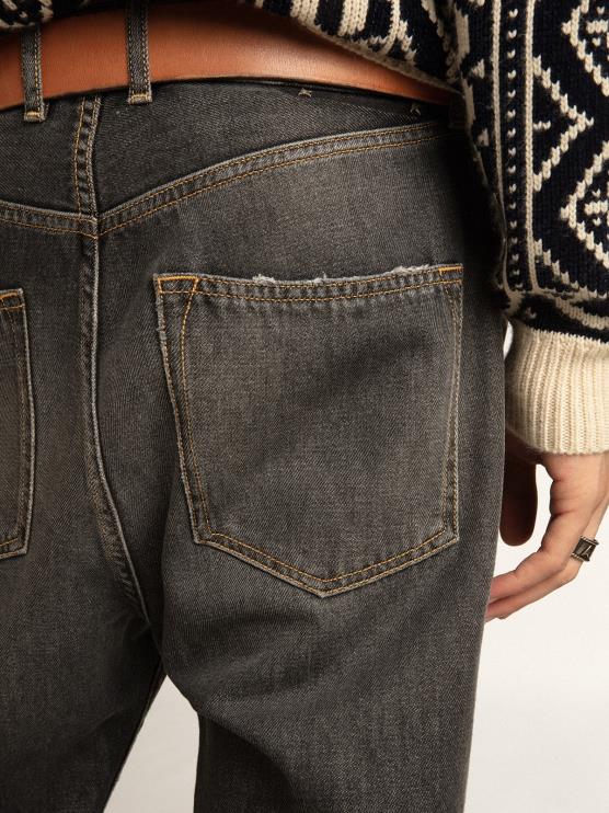FDVPX788 Golden Goose hombres jeans ajustados negros con lavado medio