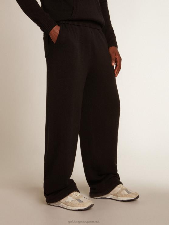 FDVPX790 Golden Goose hombres Joggers negros de mezcla de cachemira