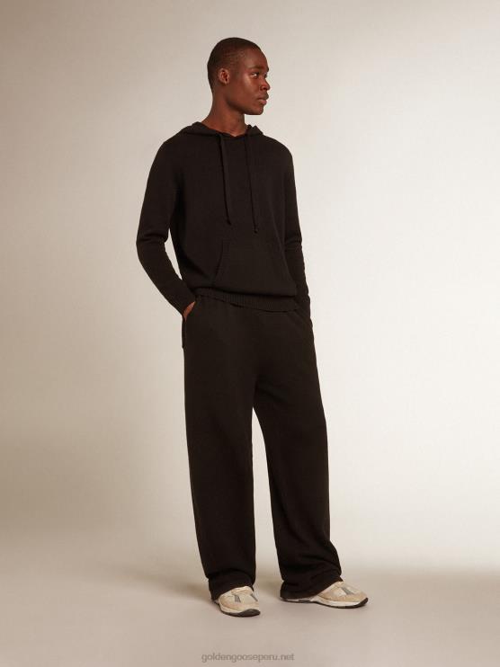 FDVPX790 Golden Goose hombres Joggers negros de mezcla de cachemira