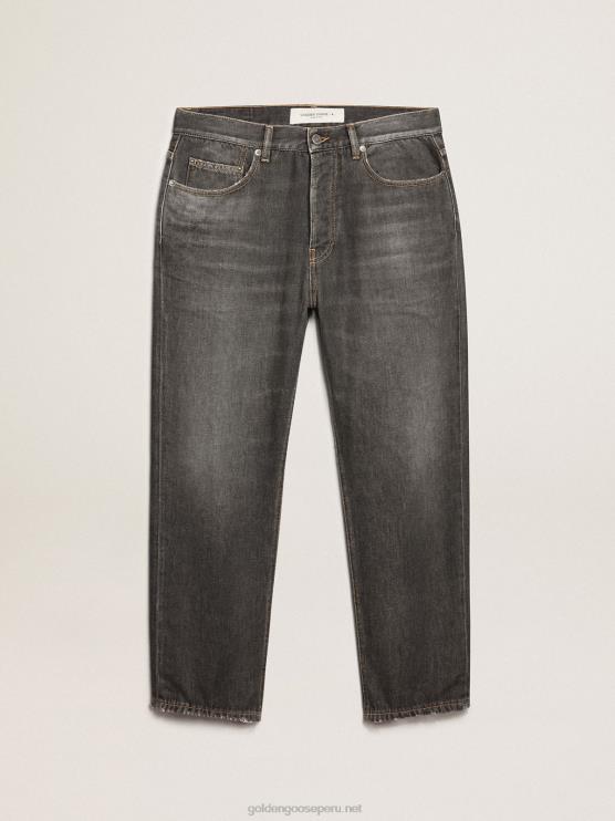 FDVPX801 Golden Goose hombres Vaquero cory negro con efecto lavado a la piedra de la colección Journey
