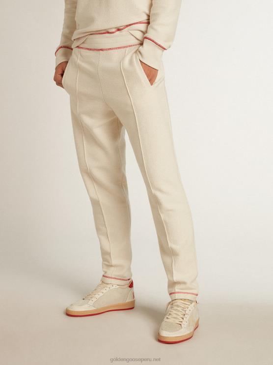 FDVPX802 Golden Goose hombres joggers heritage blancos con logo cny