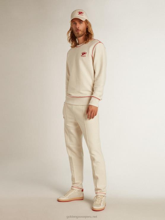 FDVPX802 Golden Goose hombres joggers heritage blancos con logo cny