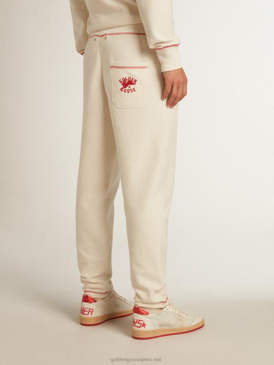 FDVPX802 Golden Goose hombres joggers heritage blancos con logo cny