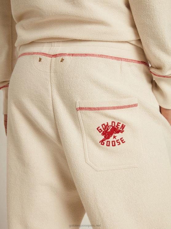 FDVPX802 Golden Goose hombres joggers heritage blancos con logo cny