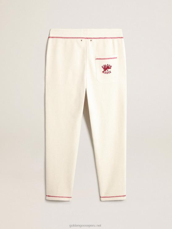 FDVPX802 Golden Goose hombres joggers heritage blancos con logo cny