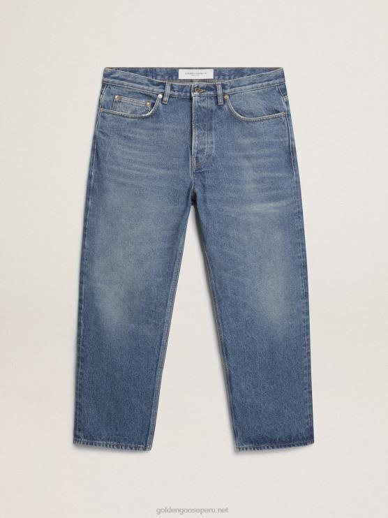 FDVPX806 Golden Goose hombres vaqueros azules con efecto de lavado