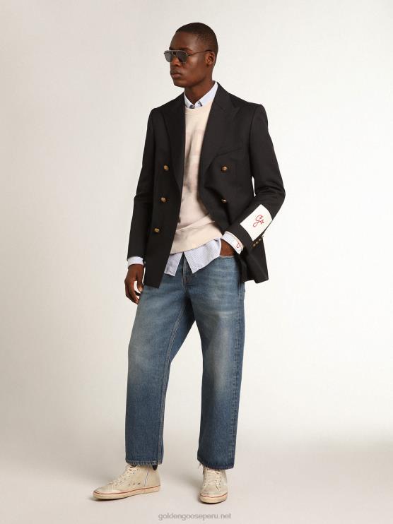 FDVPX806 Golden Goose hombres vaqueros azules con efecto de lavado