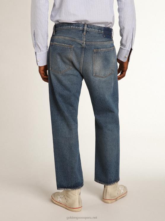 FDVPX806 Golden Goose hombres vaqueros azules con efecto de lavado