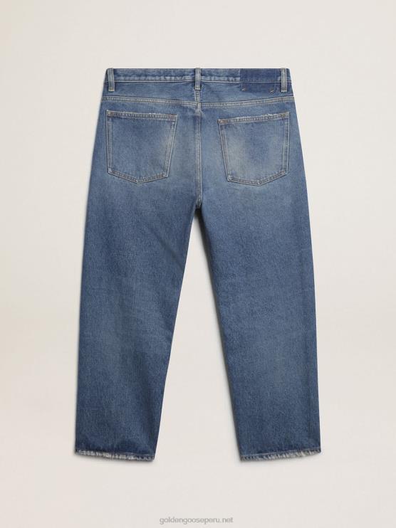 FDVPX806 Golden Goose hombres vaqueros azules con efecto de lavado