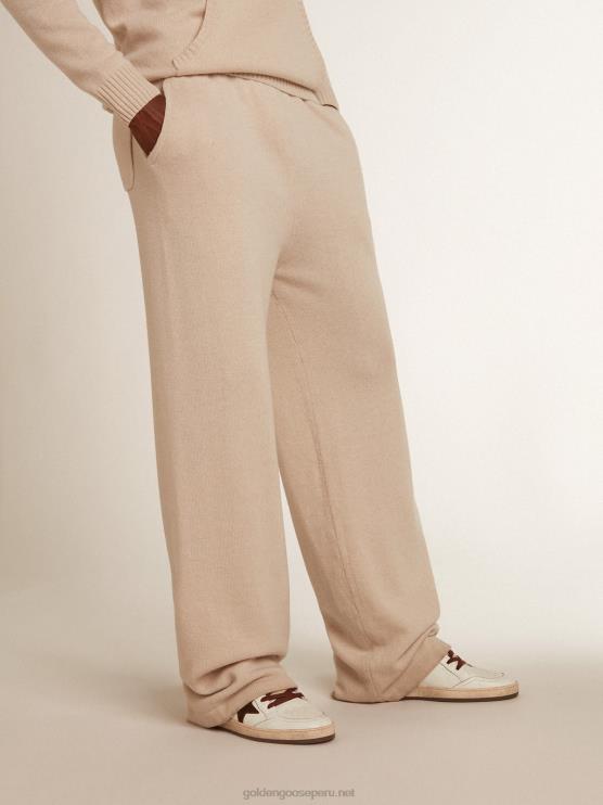 FDVPX817 Golden Goose hombres joggers blancos de mezcla de cachemira