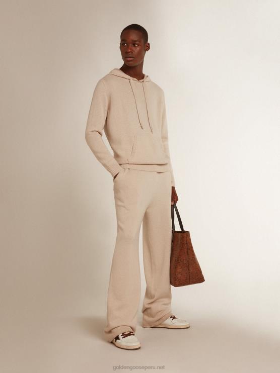 FDVPX817 Golden Goose hombres joggers blancos de mezcla de cachemira