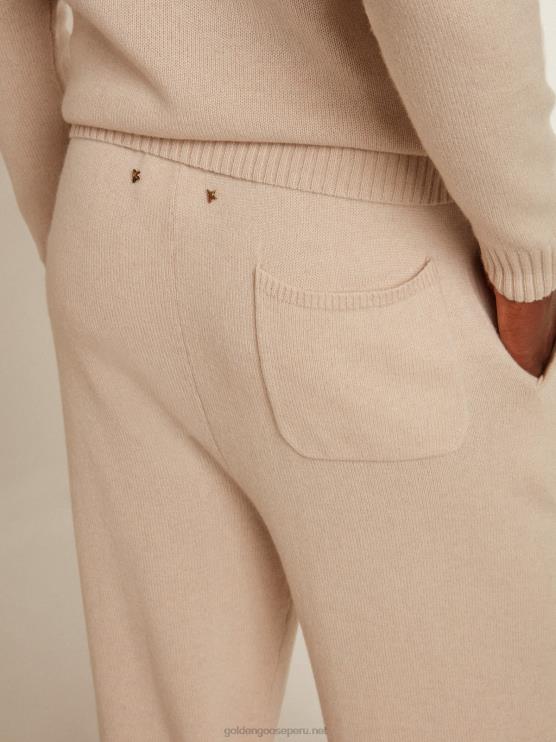 FDVPX817 Golden Goose hombres joggers blancos de mezcla de cachemira
