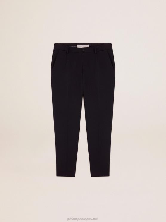 FDVPX825 Golden Goose hombres pantalones colección milano en lana azul oscuro