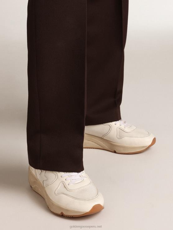 FDVPX513 Golden Goose hombres Deportivas suela running de malla blanco óptico y napa con estrella de piel blanca