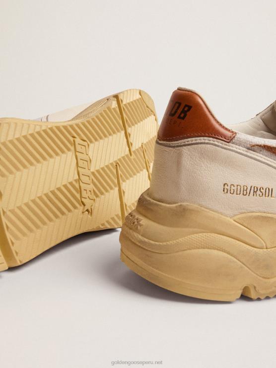 FDVPX517 Golden Goose hombres zapatillas deportivas running sole ltd con estrella de piel marrón con estampado de lagarto y refuerzo del talón de piel color canela